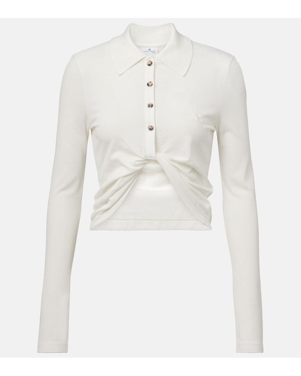 Camisa Cropped De Algodon Courreges de color White