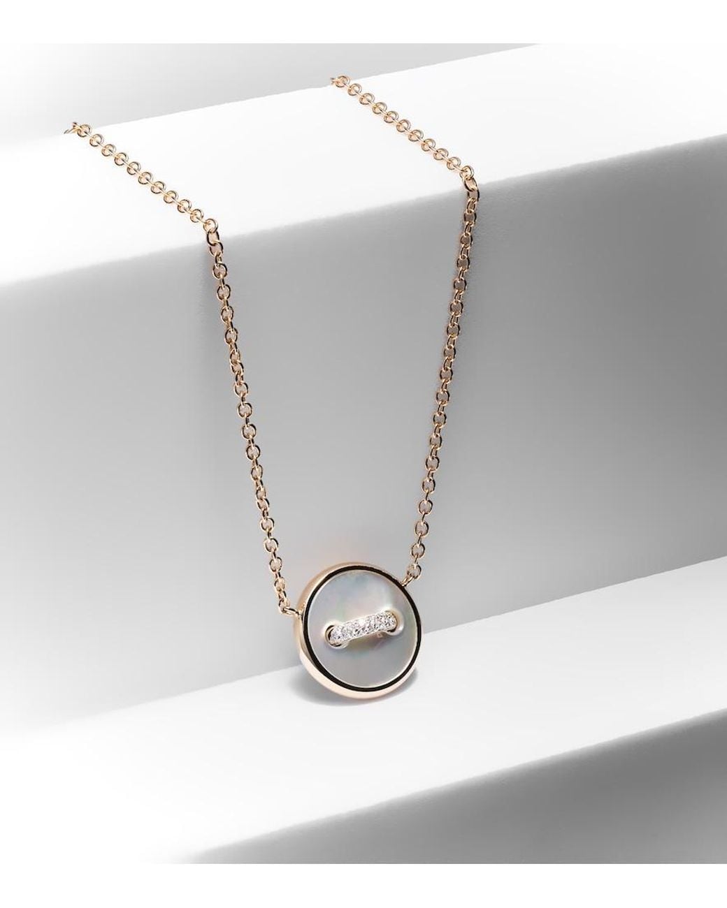 Pomellato Metallic Pom Pom Dot 18Kt Rose Pendant Necklace With Mother-Of-Pearl And Diamonds