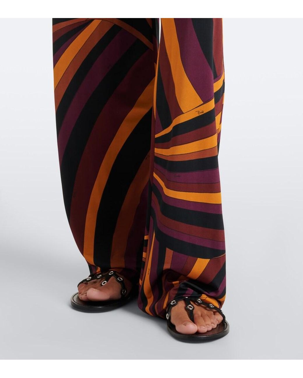 Emilio Pucci Red Iride Satin Jersey Wide-Leg Pants