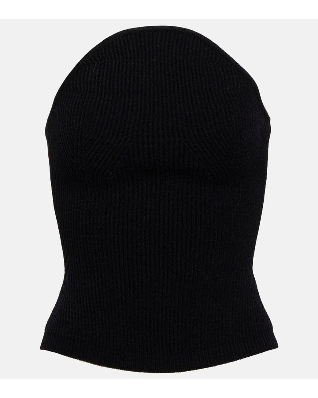 Khaite Black Jericho Rib-Knit Bustier