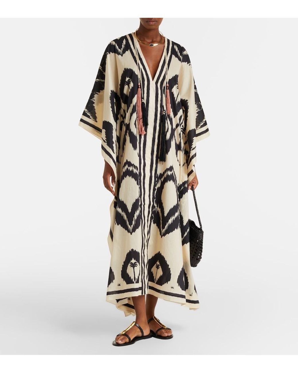 Johanna Ortiz White Printed Cotton Kaftan