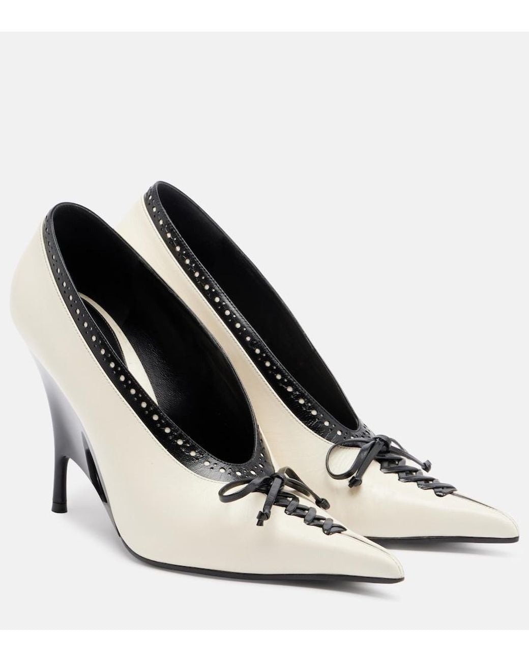McQueen White Koko Leather Wedge Pumps