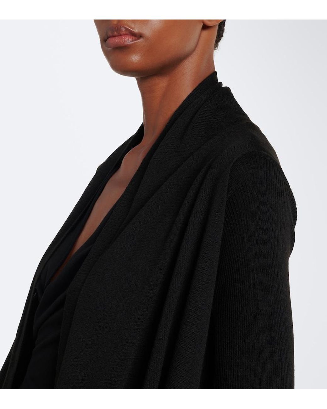 Rick Owens Black Virgin Wool Cardigan