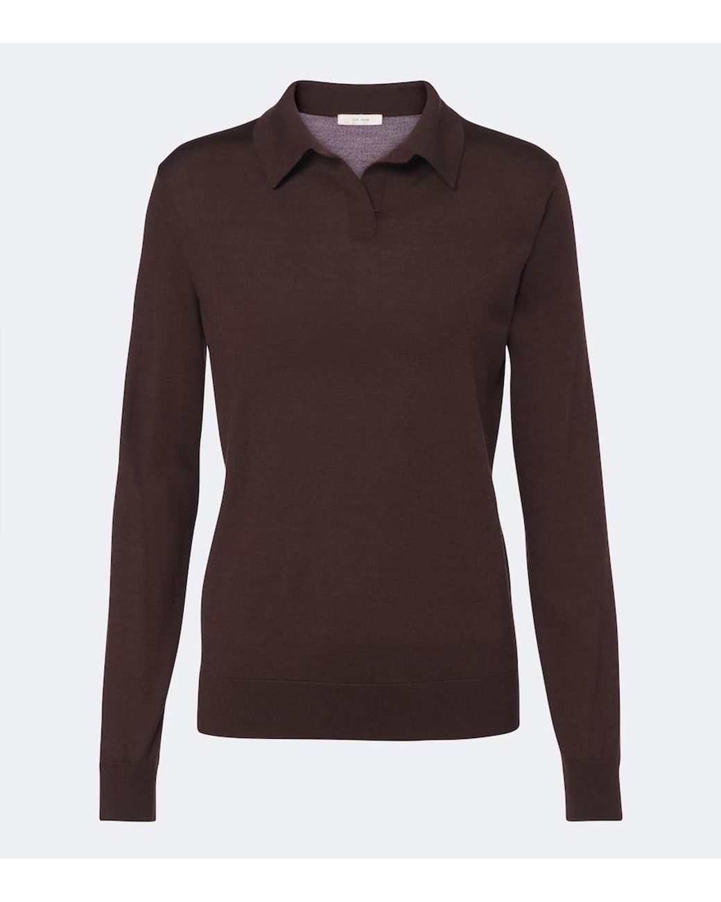 The Row Brown Pauli Wool And Silk Polo Sweater