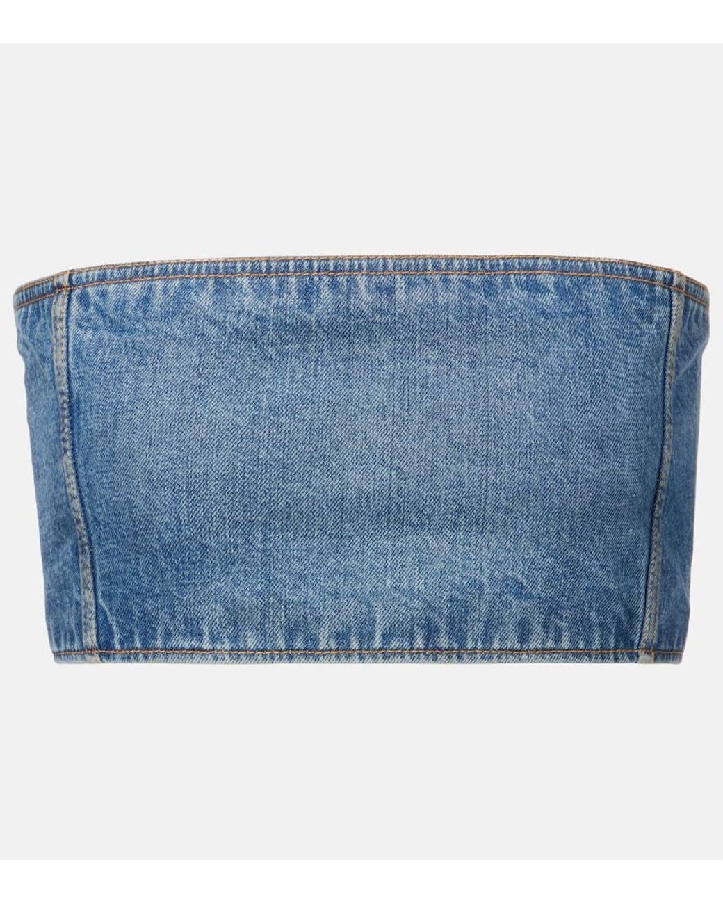 Alaïa Blue Denim Bustier Top