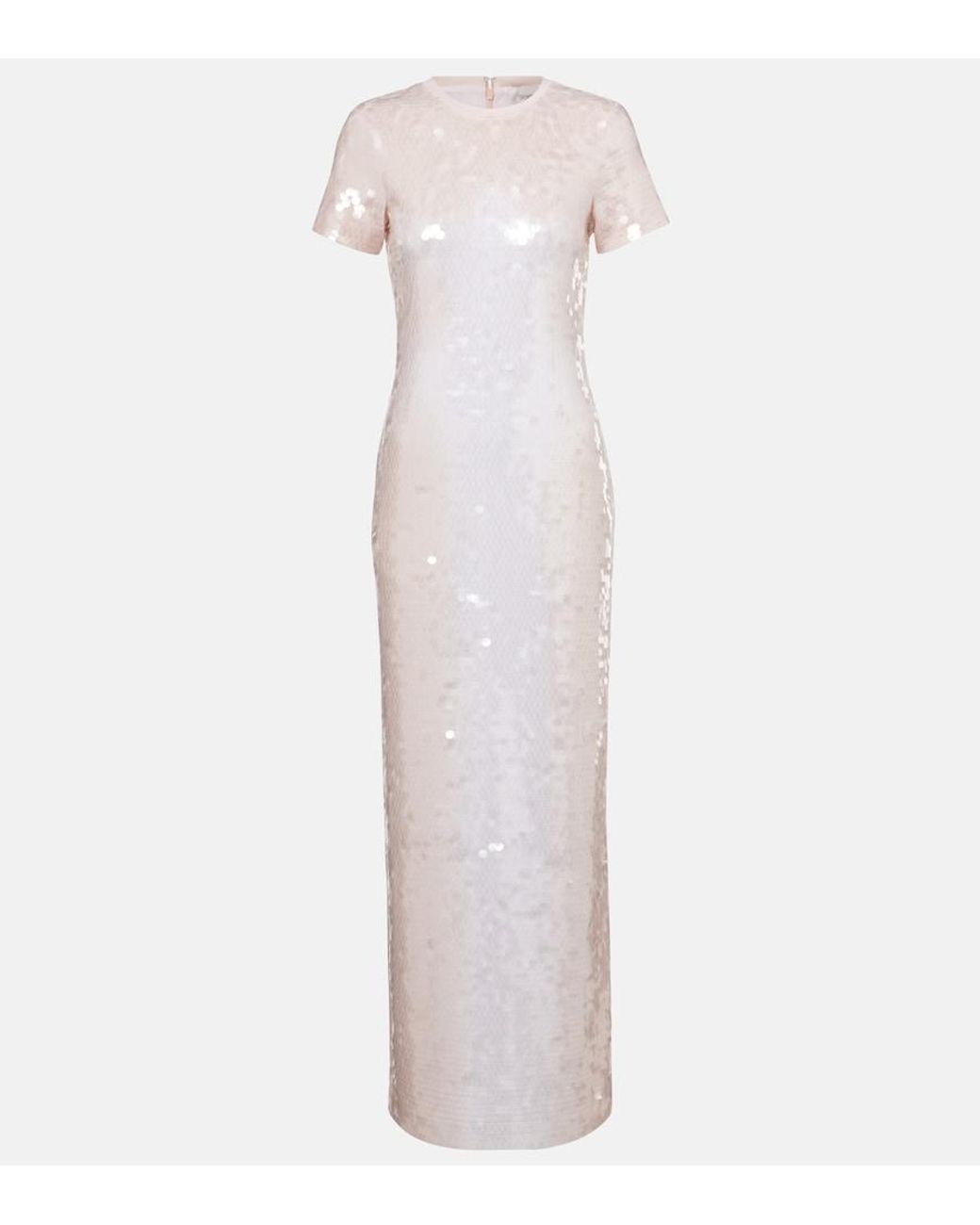 Sportmax White Sequined Jersey Maxi Dress