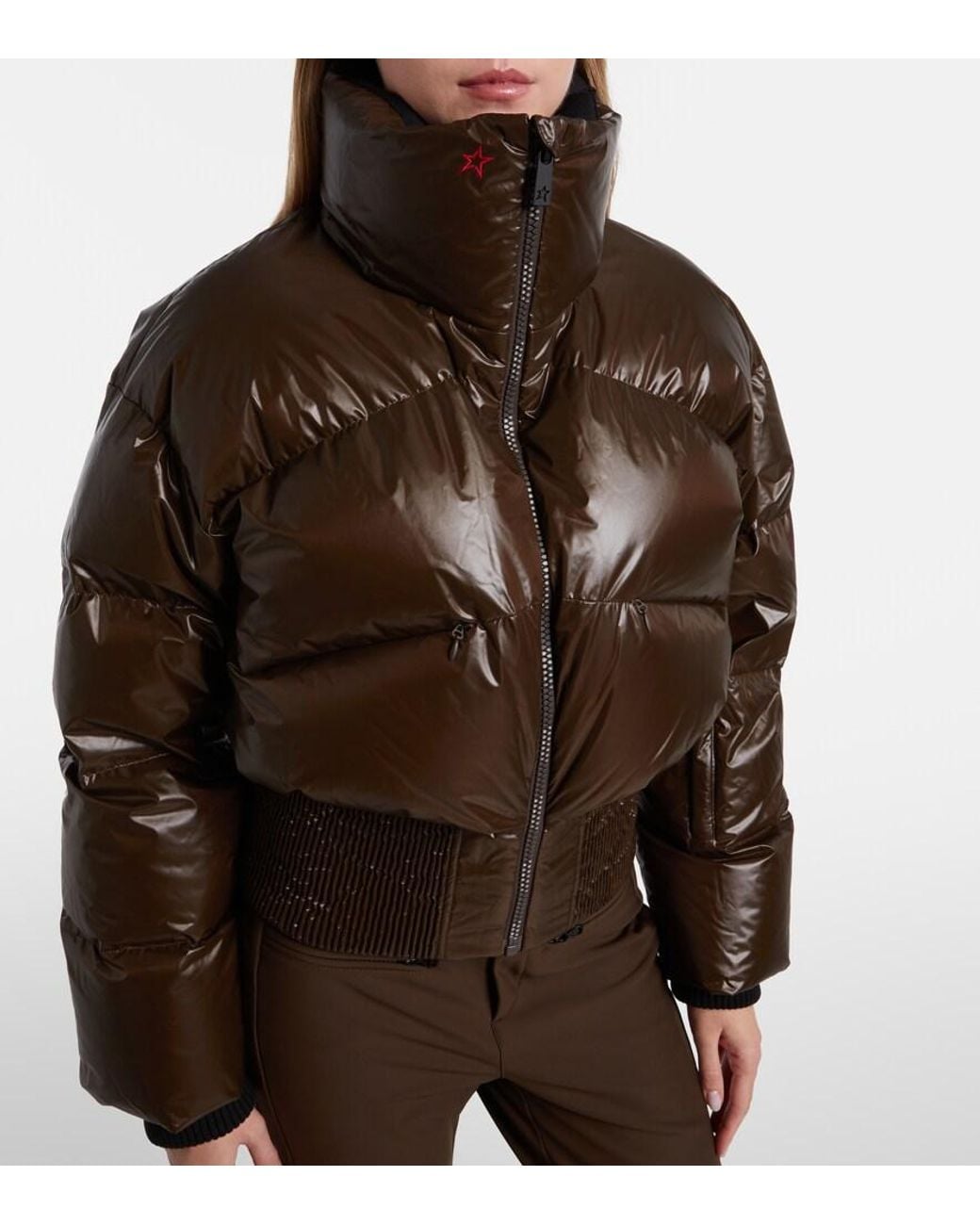 Perfect Moment Brown Auretta Bomber Shell-Down Ski Jacket
