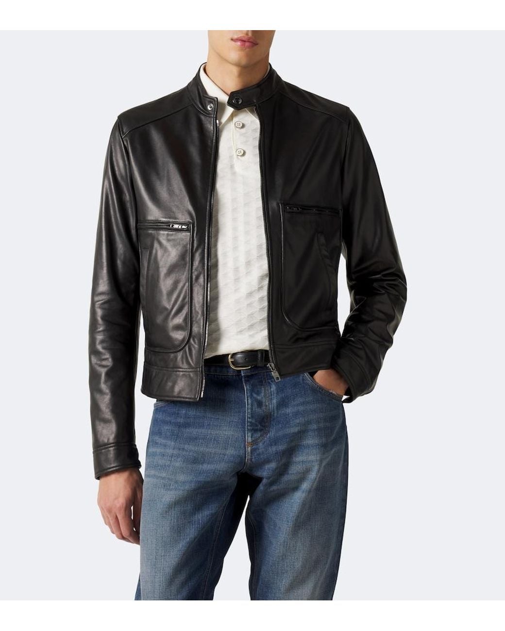 Dolce & Gabbana Black Leather Jacket for men