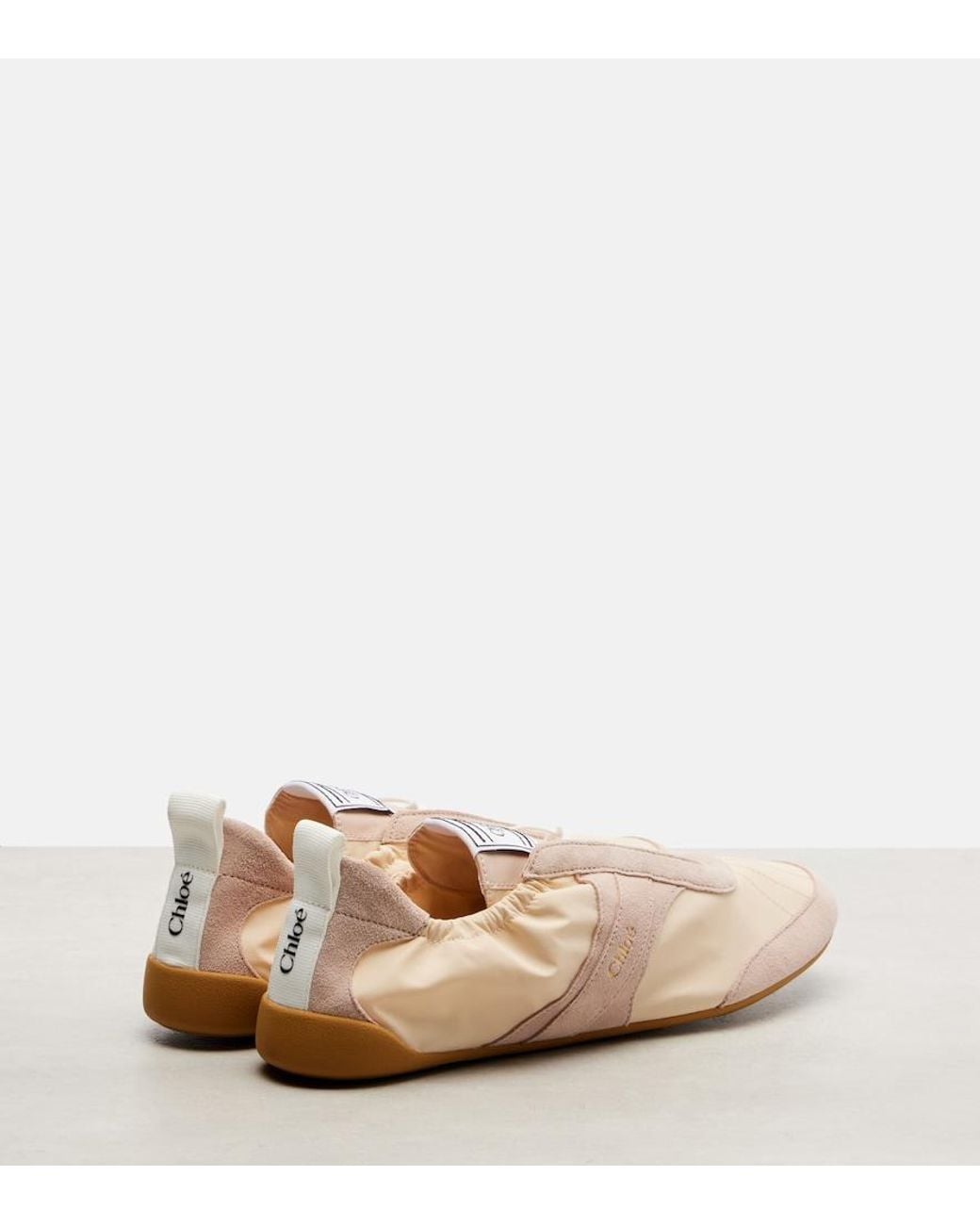 Chloé Pink Kick Suede-Trimmed Sneakers