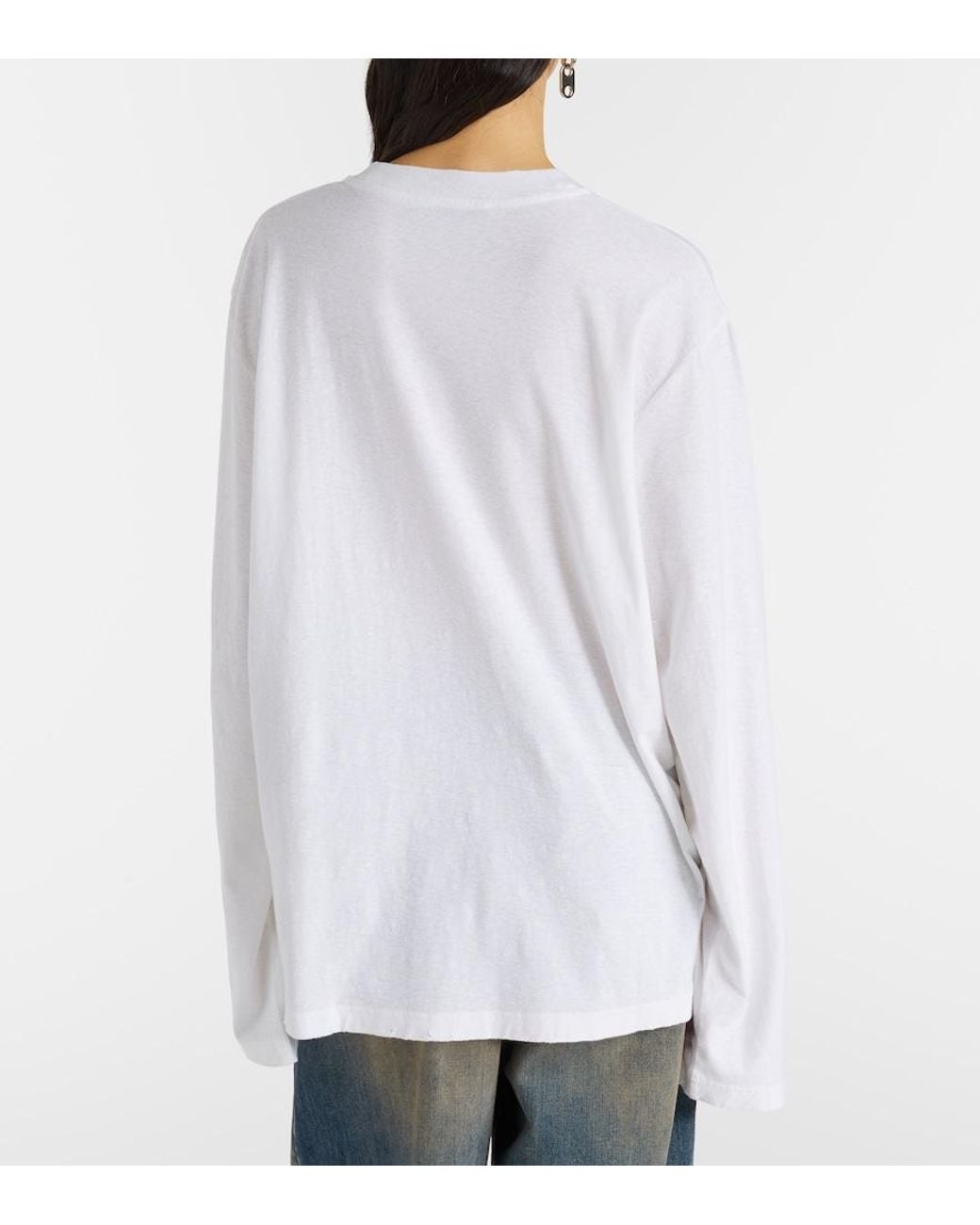 Acne White Edden Oversized Cotton-Blend T-Shirt