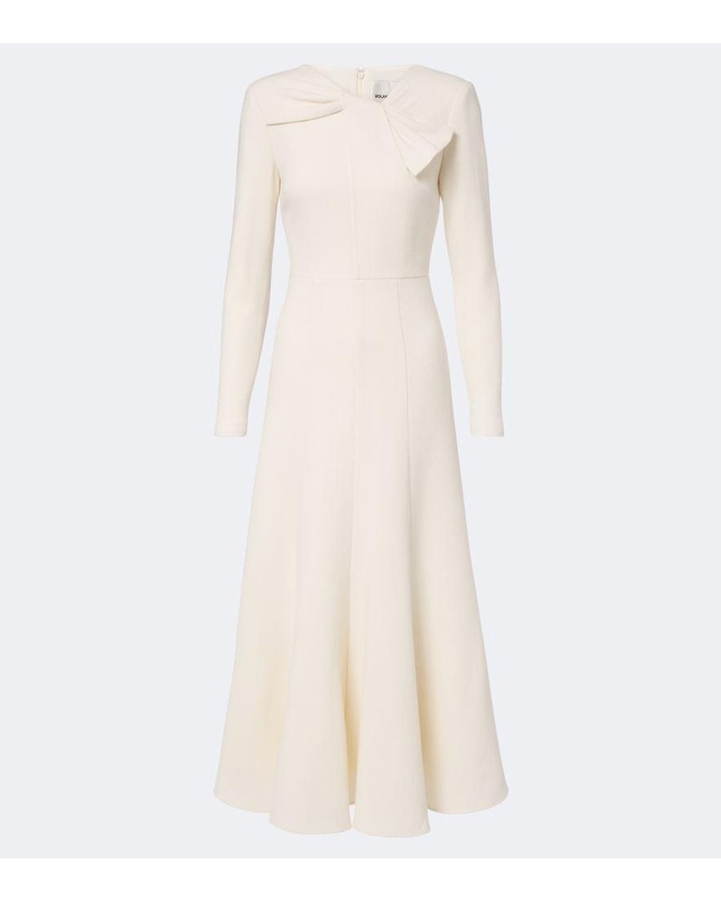 Roland Mouret Natural Bow-Detail Wool Crepe Cocktail Dress
