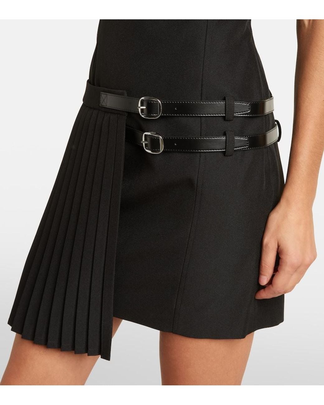 Vestido Corto Plisado Con Cinturon Coperni de color Black