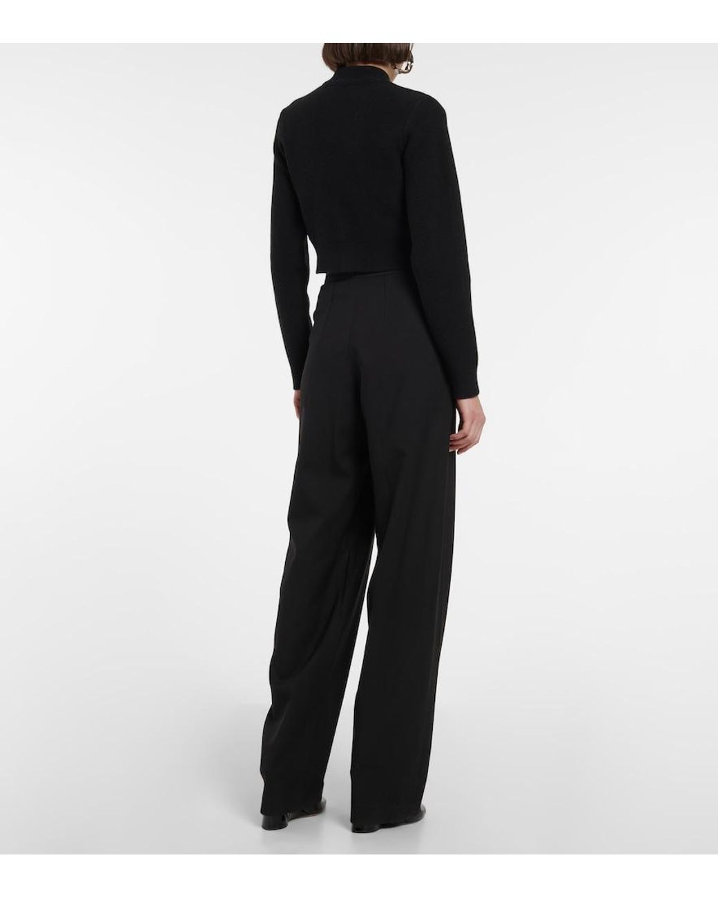Alaïa Black Cropped Virgin Wool Turtleneck Sweater