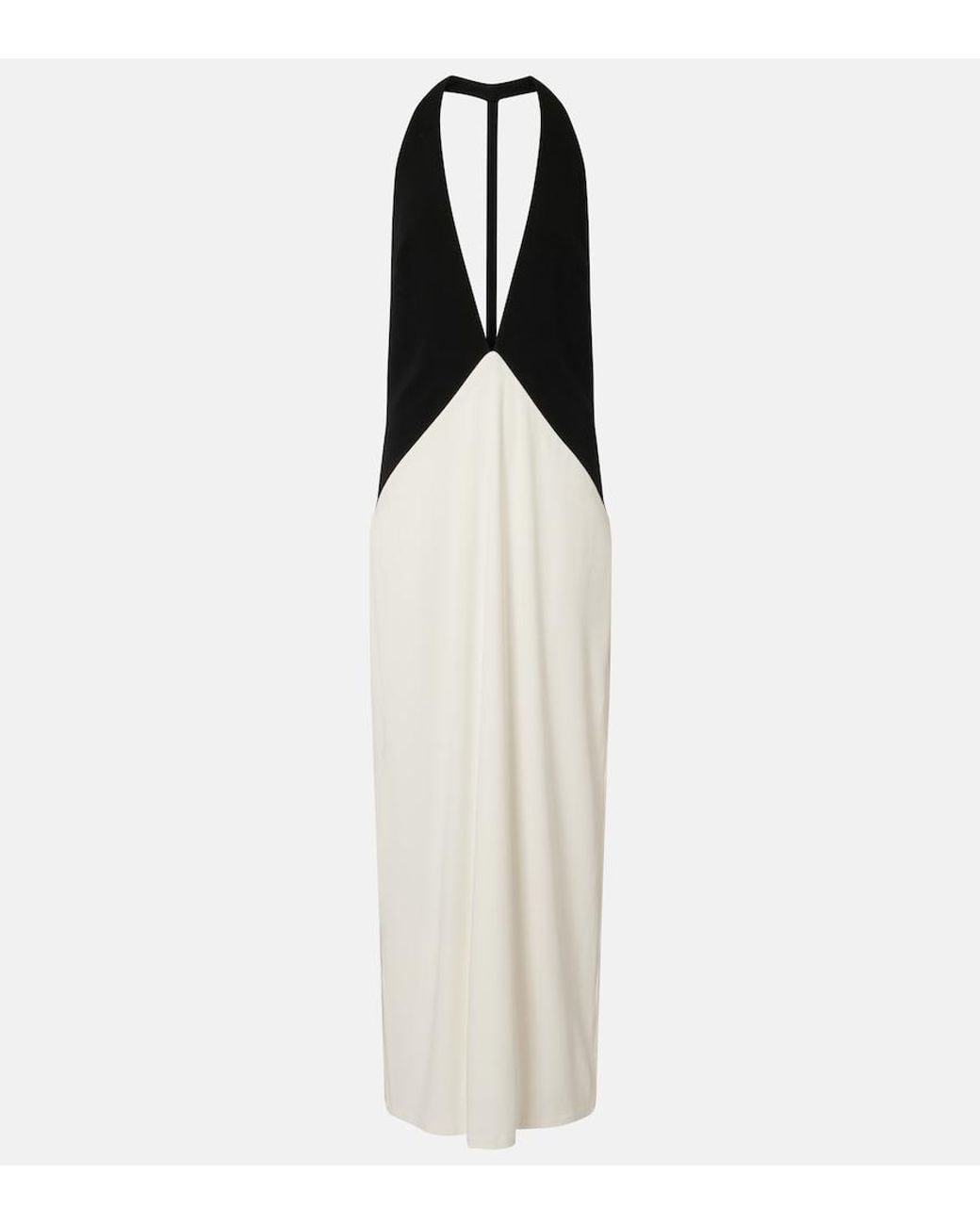 Adriana Degreas White Halterneck Jersey Maxi Dress