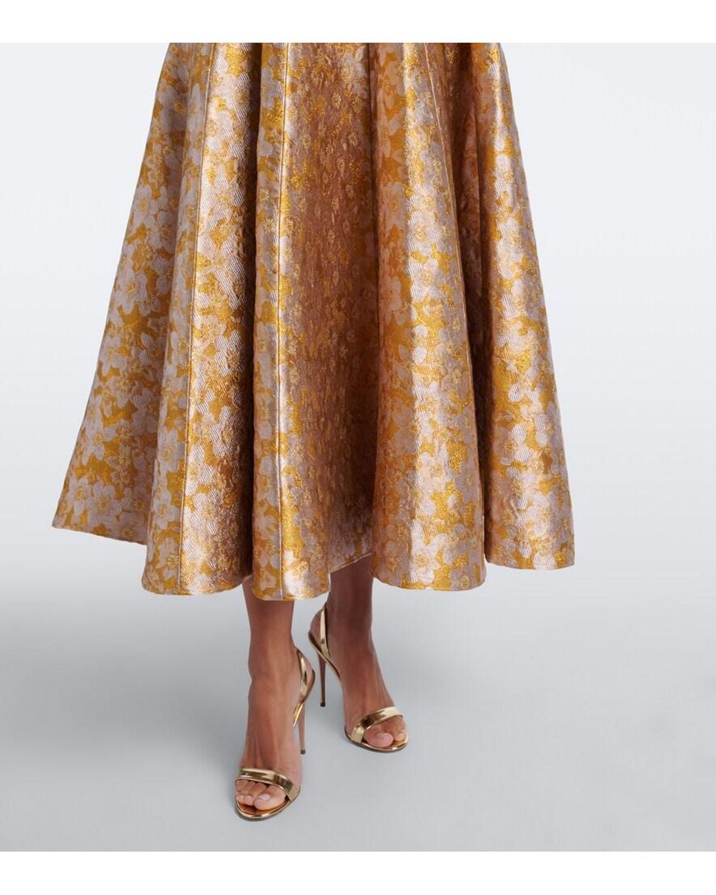 Markarian Natural Floral Off-Shoulder Brocade Cocktail Dress