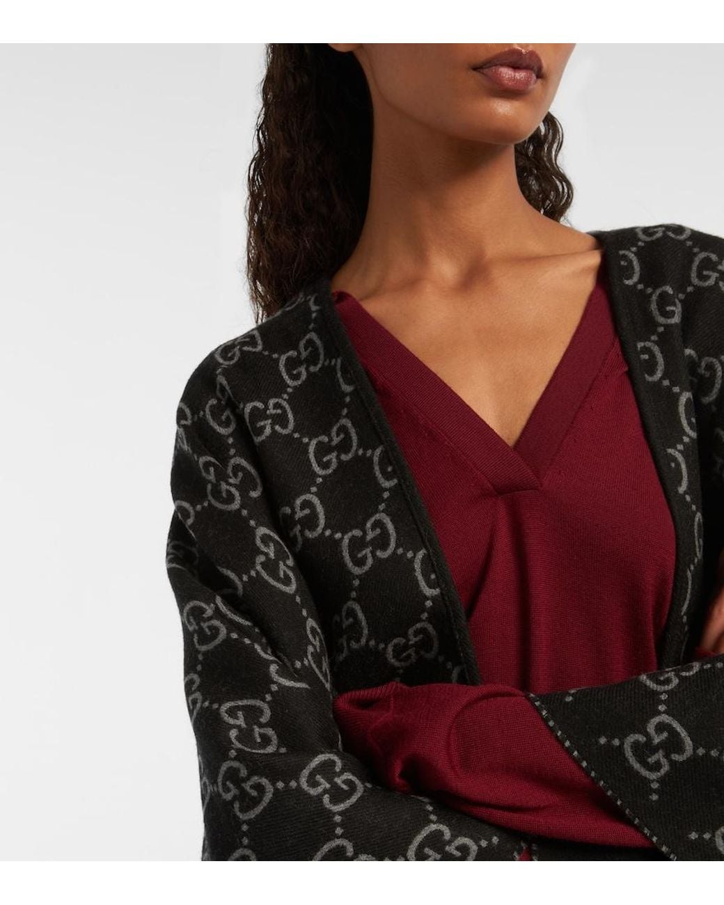 Gucci Black Wool Poncho