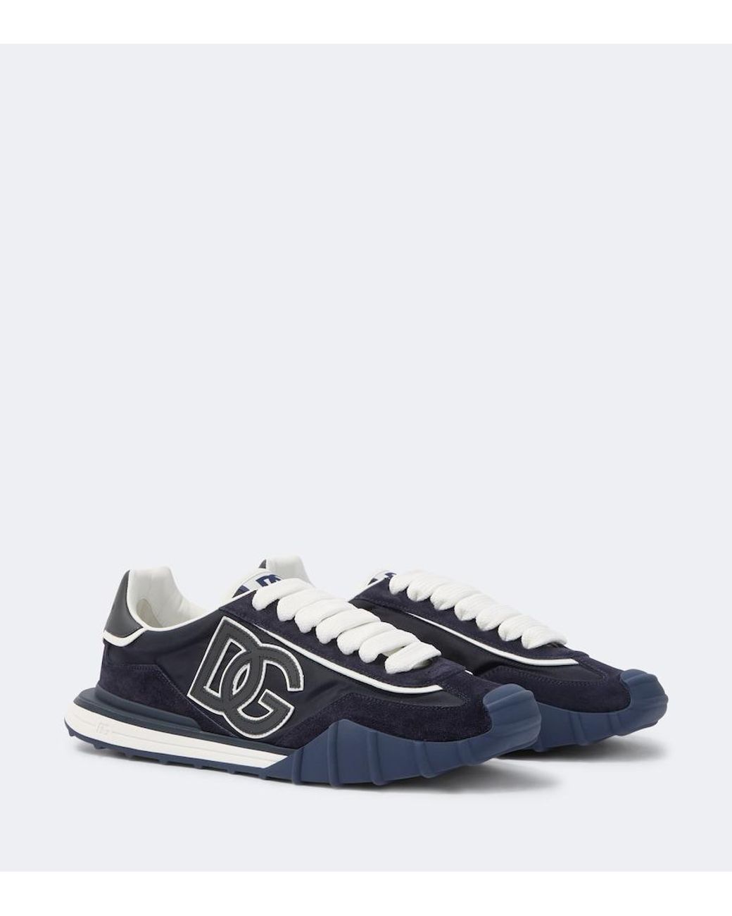 Dolce & Gabbana Blue Dg Suede-Trimmed Canvas Sneakers for men