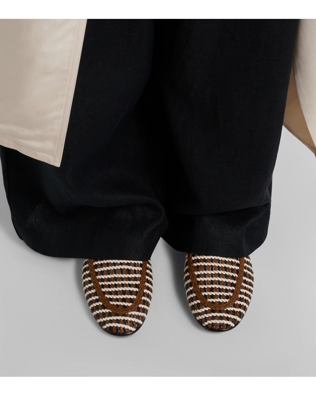 Veronica Beard Brown Prilla Woven Leather Loafers
