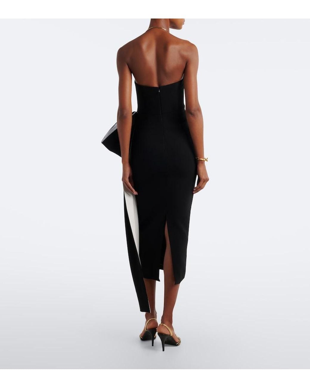 Roland Mouret Black Draped Strapless Crepe Cocktail Dress