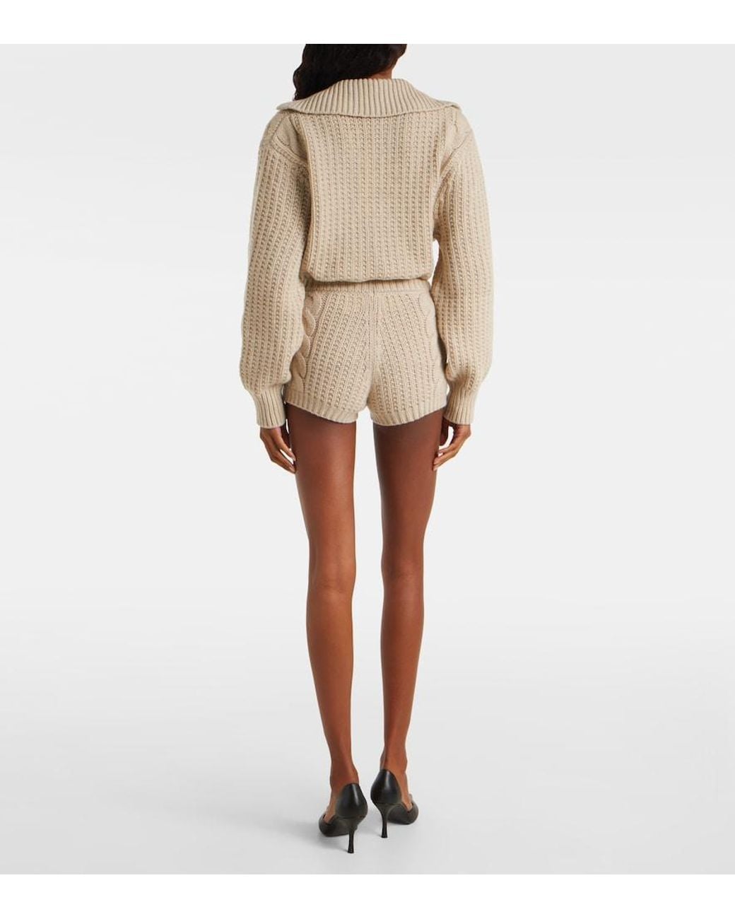 Magda Butrym Natural Cable-Knit Cashmere Shorts