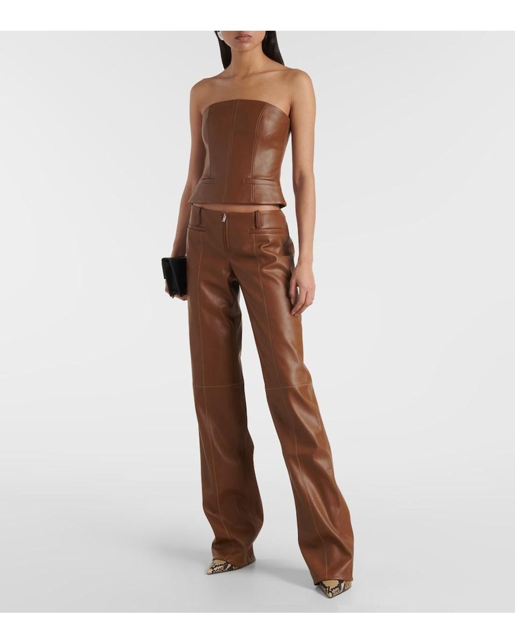 AYA MUSE Brown Cida Low-Rise Straight Pants