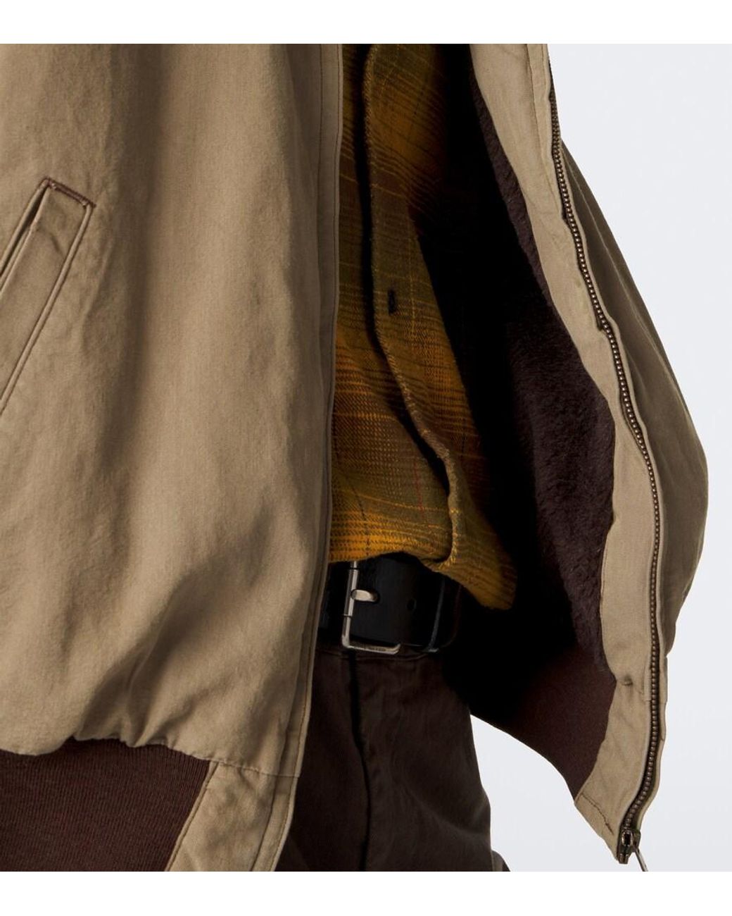 A.PRESSE Brown Teddy-Trimmed Cotton And Wool Blouson Jacket for men