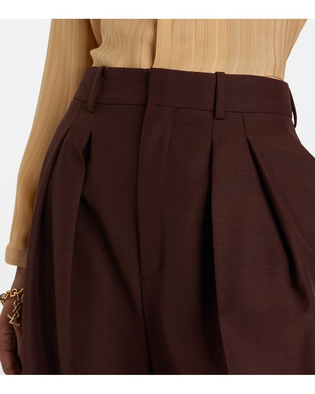 Saint Laurent Purple Wool And Mohair Wide-Leg Pants