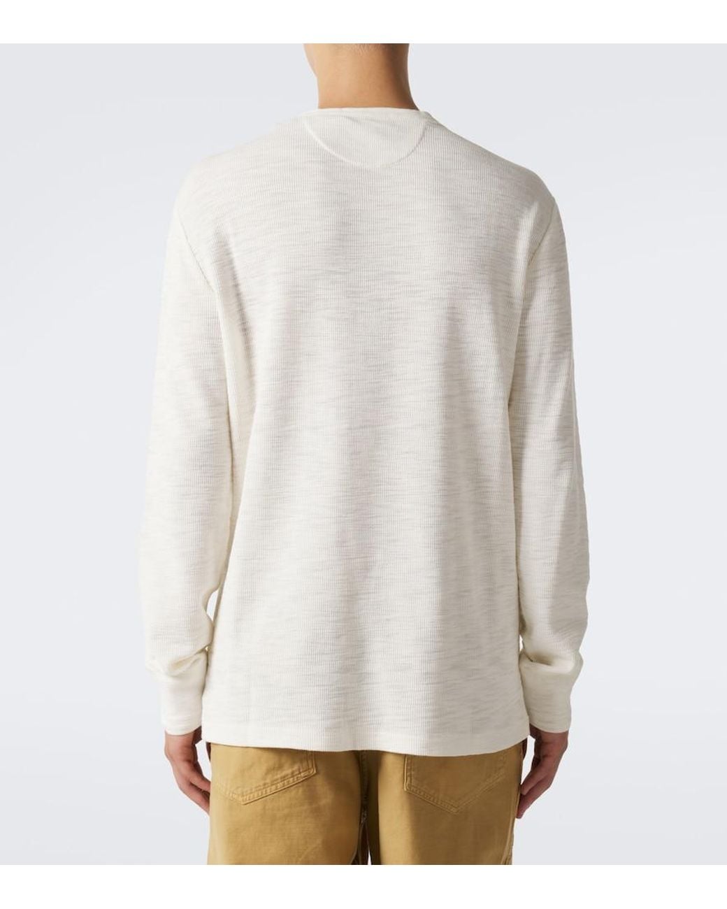 Polo Ralph Lauren White Waffle-Knit Cotton Henley Shirt for men