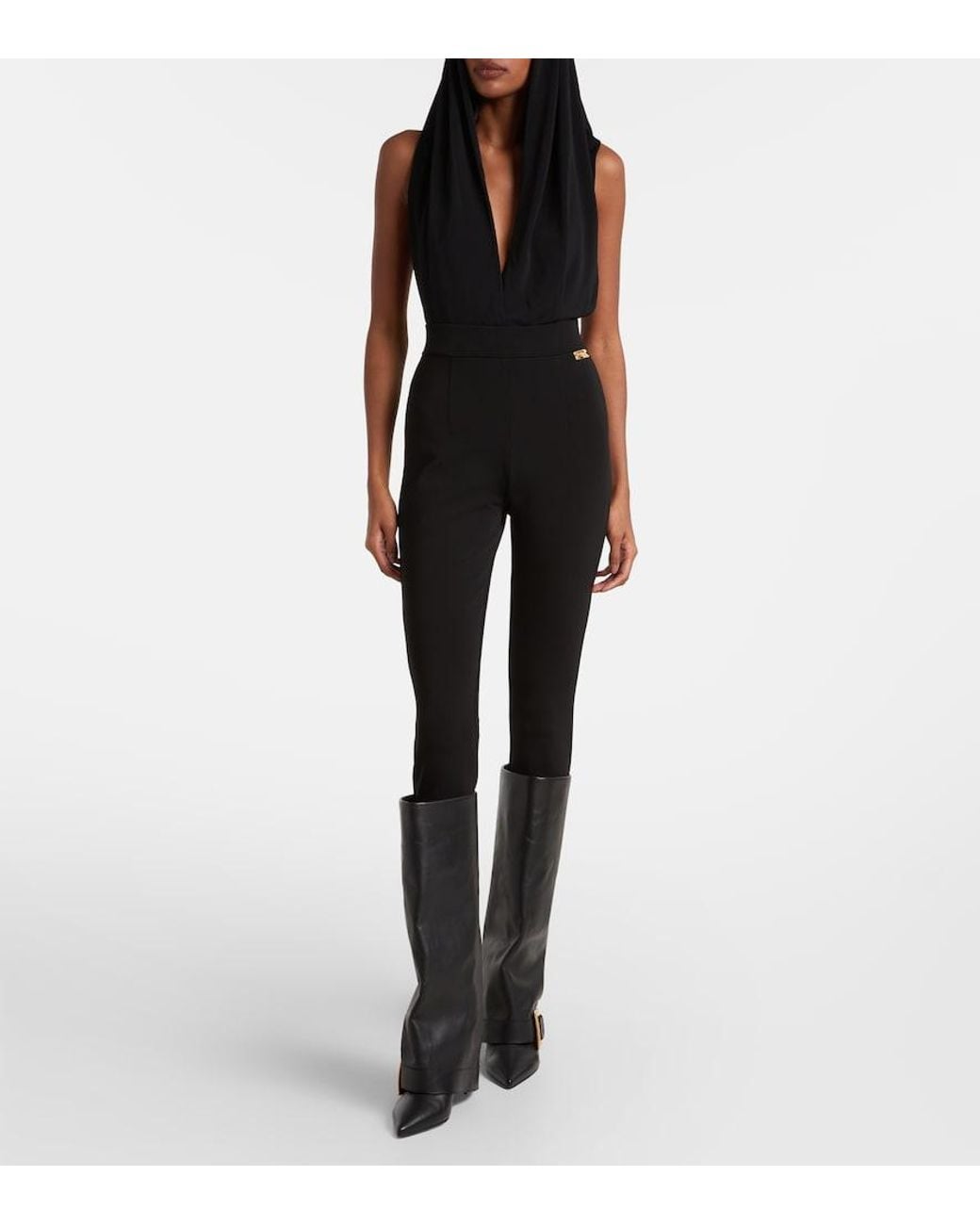 Balmain Black Jersey Stirrup Leggings