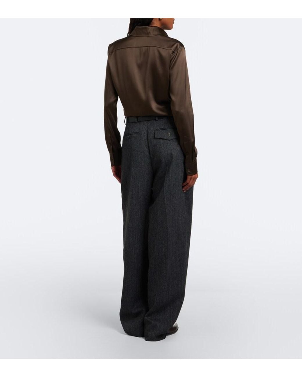 Tod's Gray Virgin Wool Wide-Leg Pants
