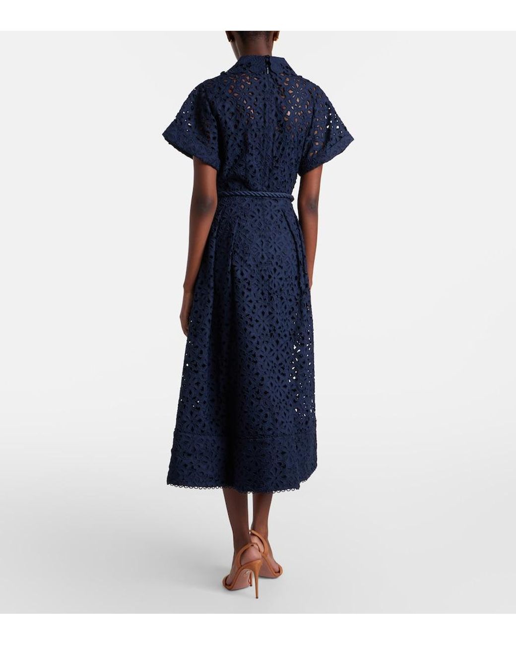 Rebecca Vallance Blue Antalya Broderie Anglaise Midi Dress