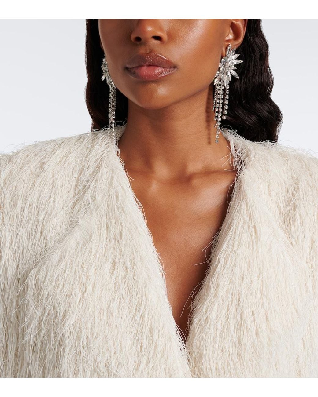 Jennifer Behr White Shantalle Crystal-Embellished Drop Earrings