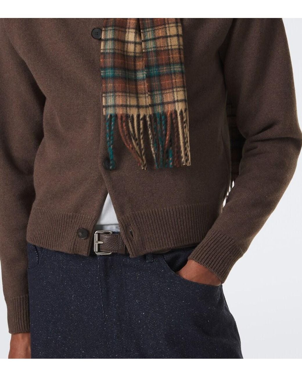 Auralee Brown Wool Cardigan for men