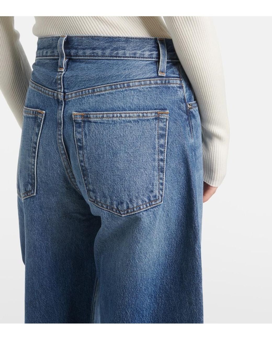 FRAME Blue The Bubble Barrel-Leg Jeans