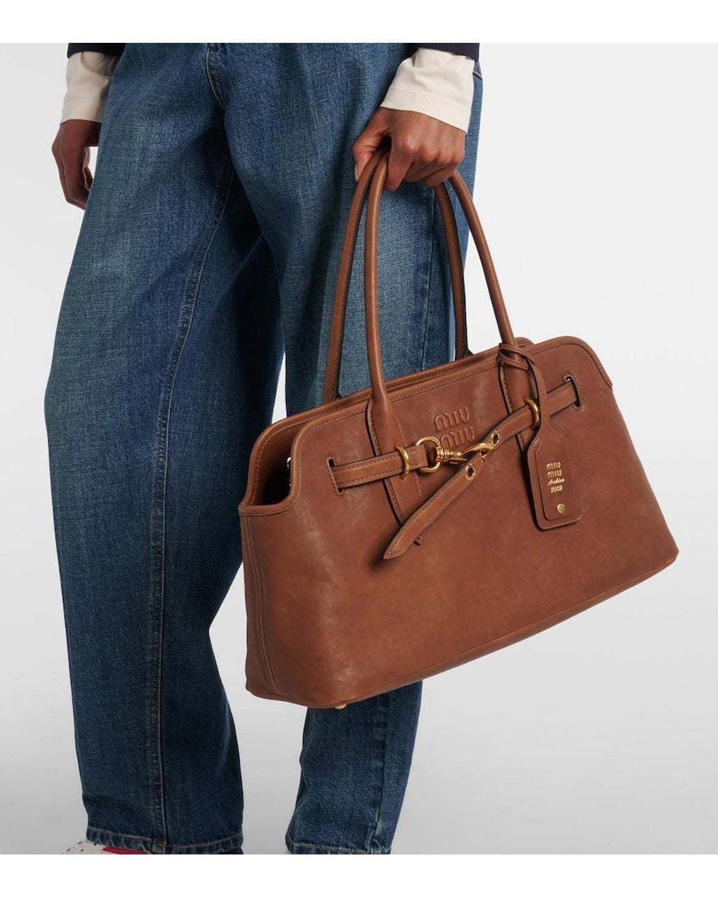 Miu Miu Brown Aventure Large Leather Tote Bag