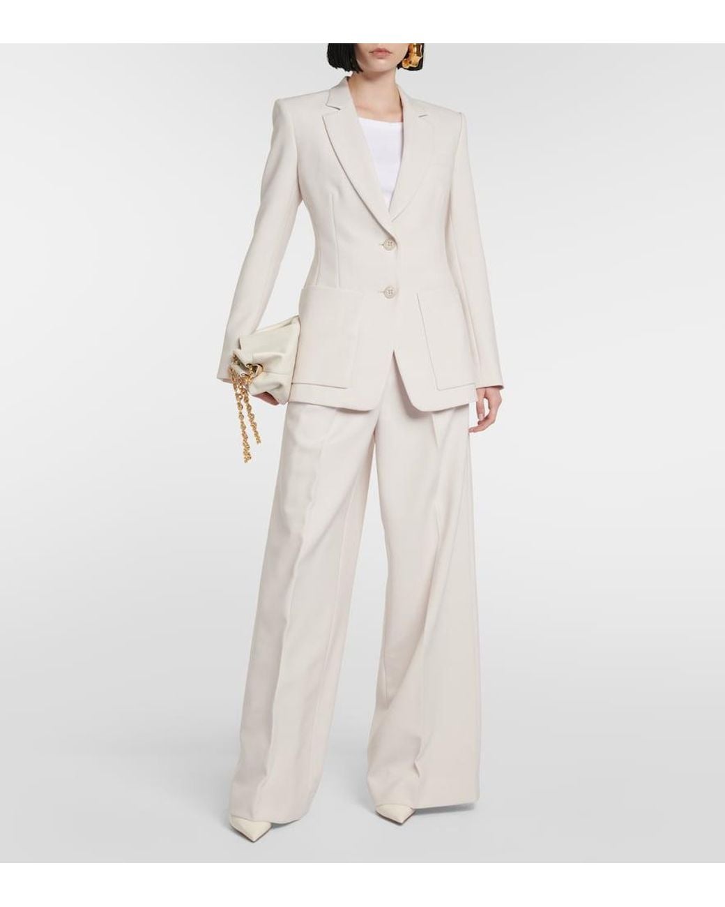 Dorothee Schumacher White Single-Breasted Wool-Blend Blazer