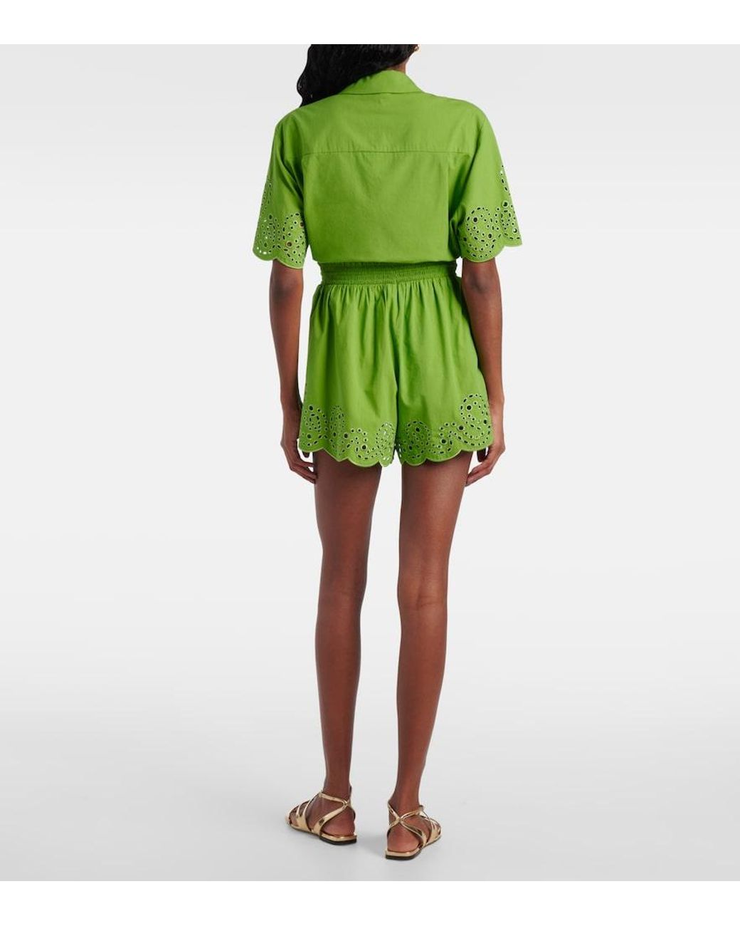 Jonathan Simkhai Green Amelie Broderie Anglaise Shorts