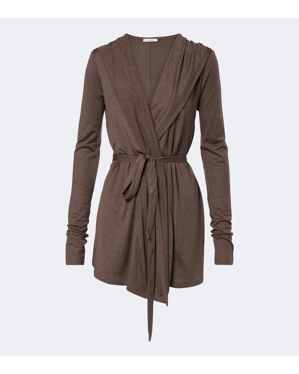 Max Mara Brown Jersey Wrap Cardigan