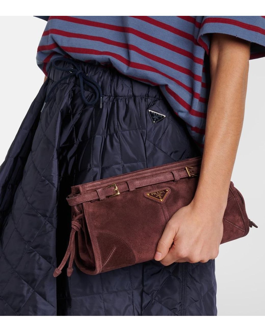 Prada Purple Bonnie Small Suede Shoulder Bag
