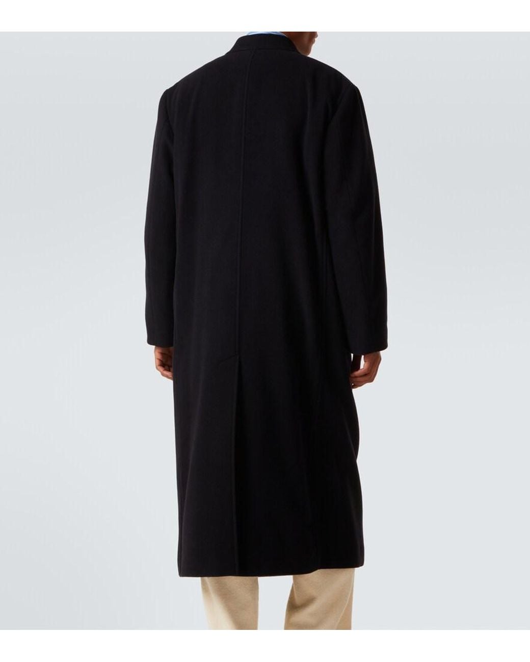 Auralee Black Double-Breasted Wool Mosser Coat for men