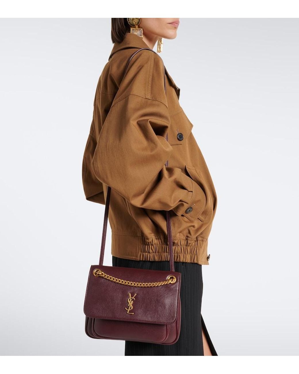 Saint Laurent Purple Niki Cassandre Leather Shoulder Bag