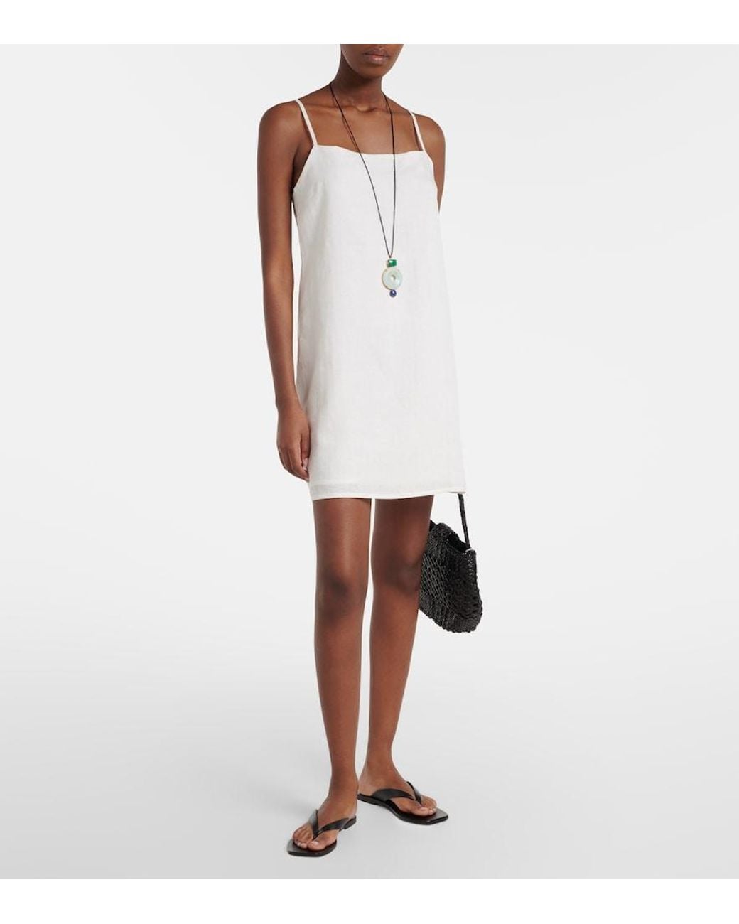Asceno White Geneva Linen Minidress