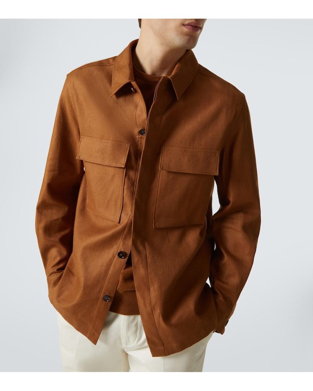 Zegna Brown Linen Shirt for men