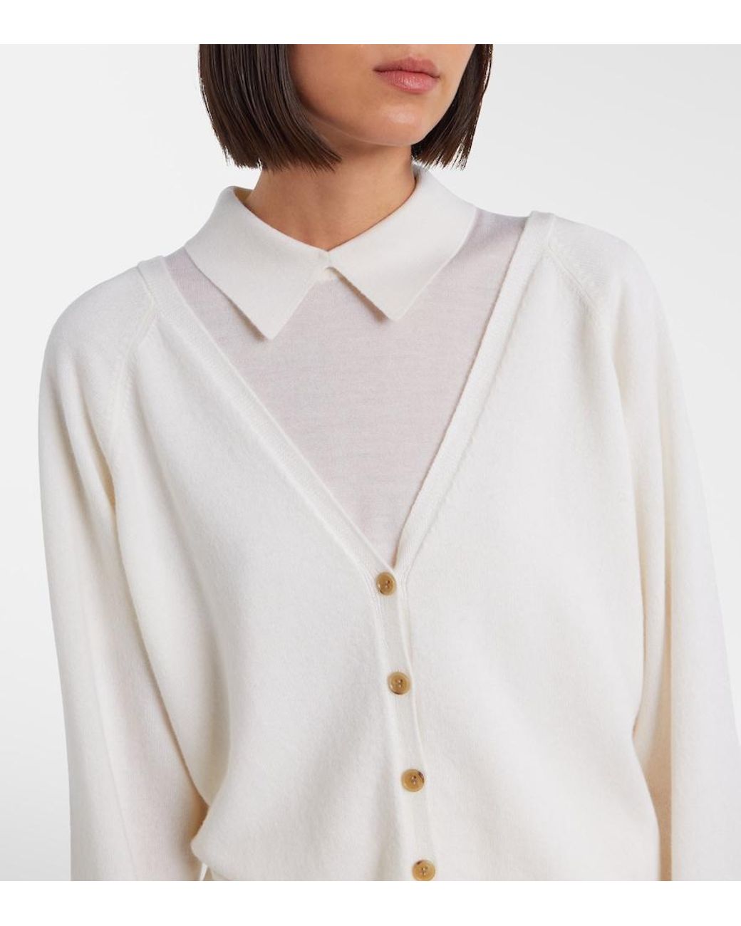 Lisa Yang White Jiani Cashmere Cardigan