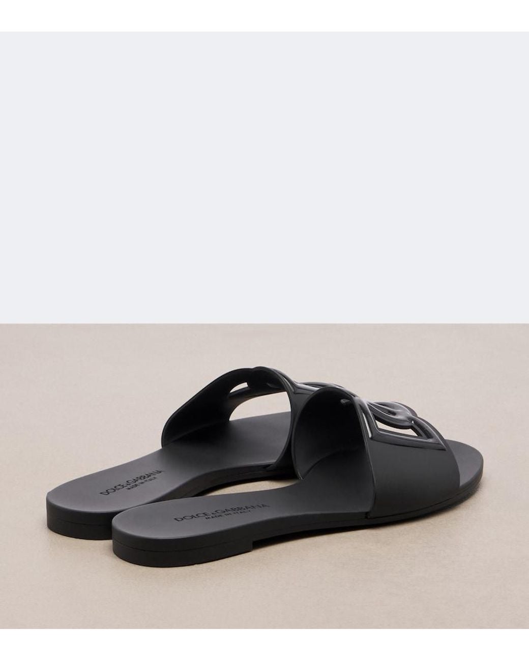 Dolce & Gabbana Black Leather Slides