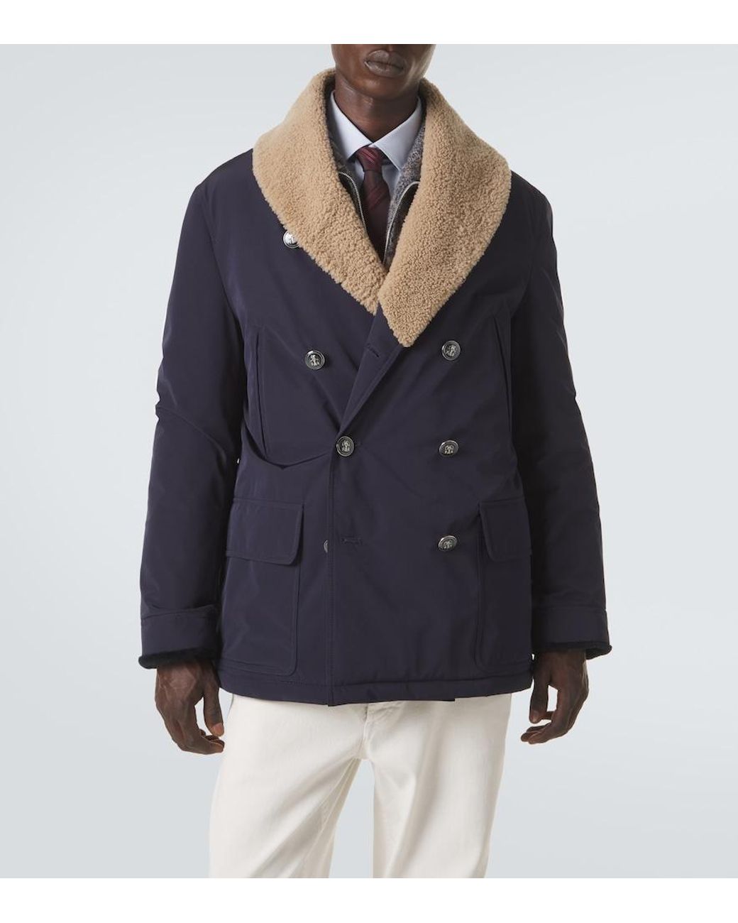 Brunello Cucinelli Blue Double-Breasted Jacket for men