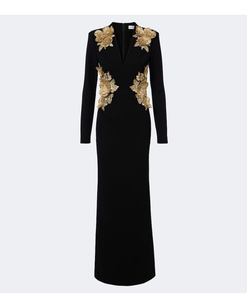 Rebecca Vallance Black Kensington Floral-Applique Gown