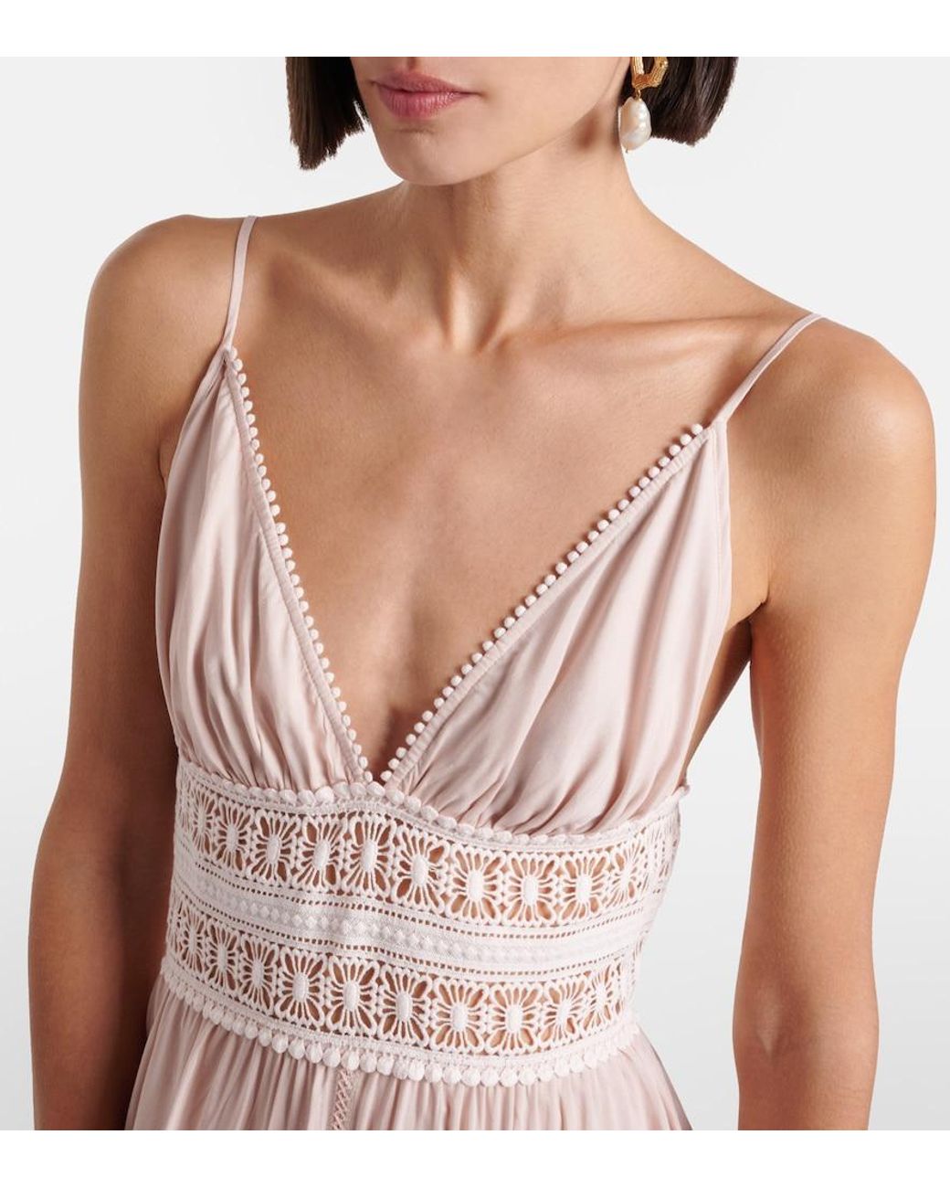 Poupette Pink Havana Crochet-Trimmed Floral Maxi Dress