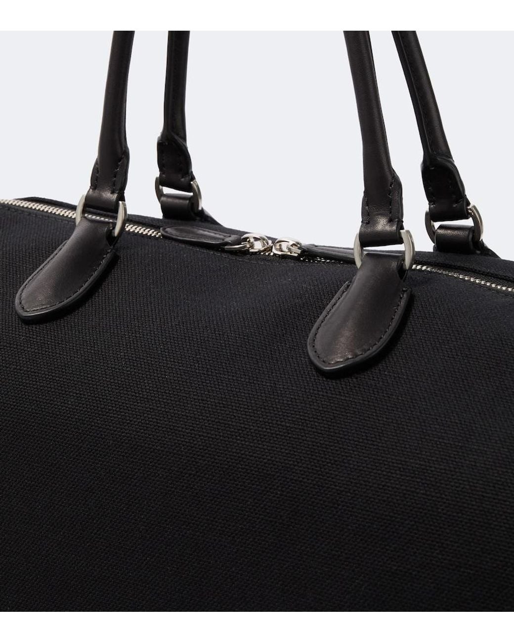 The Row Black Timo Leather-Trimmed Canvas Tote Bag for men