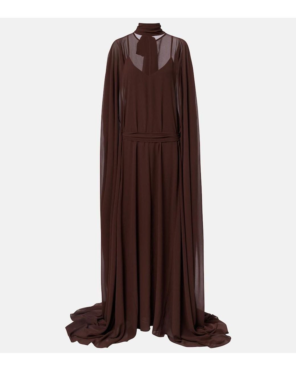 De La Vali Brown Nila Chiffon Gown